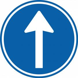 Verkeersbord: D04 - Verplichte rijrichting rechtdoor