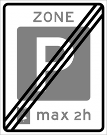 Verkeersbord: E11 - Parkeerschijfzone eindigt hier